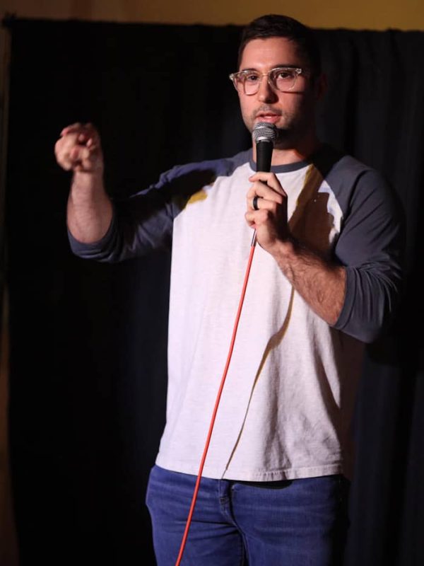 Aaron Heltz performing stand-up comedy in Louisiana